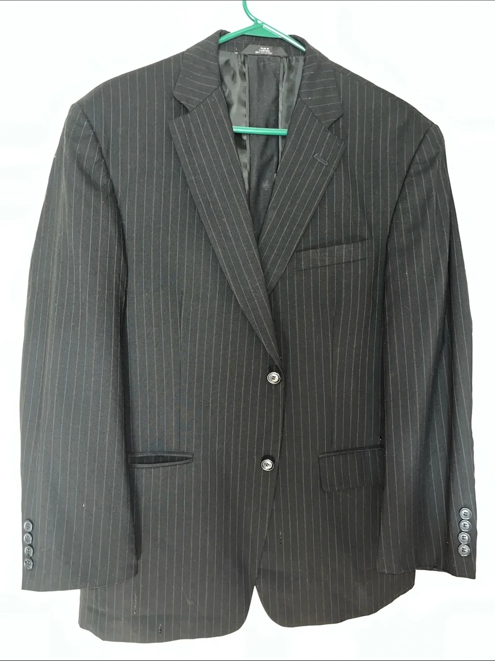 Haggar Men's Black Pinstripe Two-Button Blazer 42R